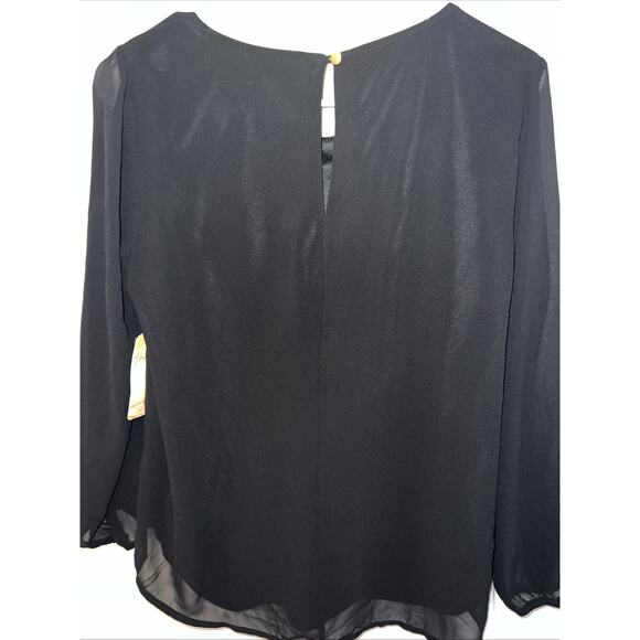 Lily White Semi Sheer Black Lined Blouse Top Women’s Small NWT - Picture 8 of 13